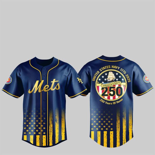 1 NY Mets US NAVY 250th Birthday Celebration Jersey