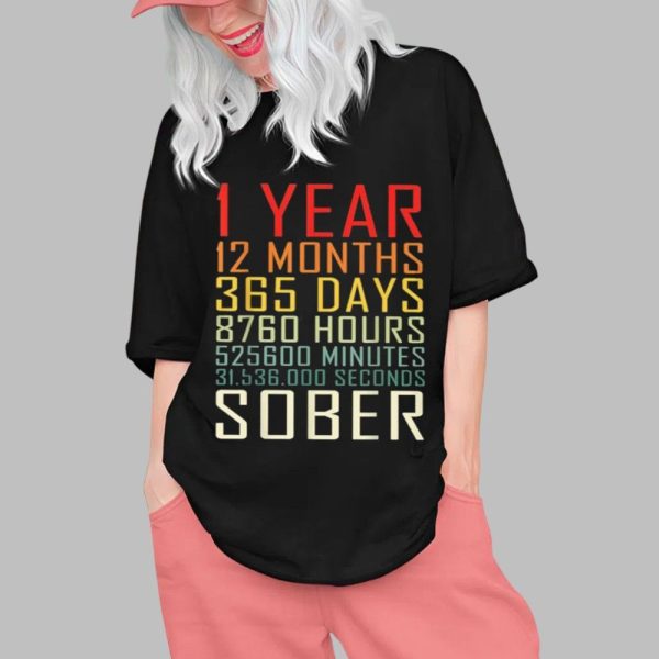 1 Year 13 Months 365 Days 8760 Hours 525600 Minutes 3153700 Seconds Sober Shirt 0 1