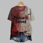 2025 Halloween Bloodstained Problem Solved Red Hat T-shirt