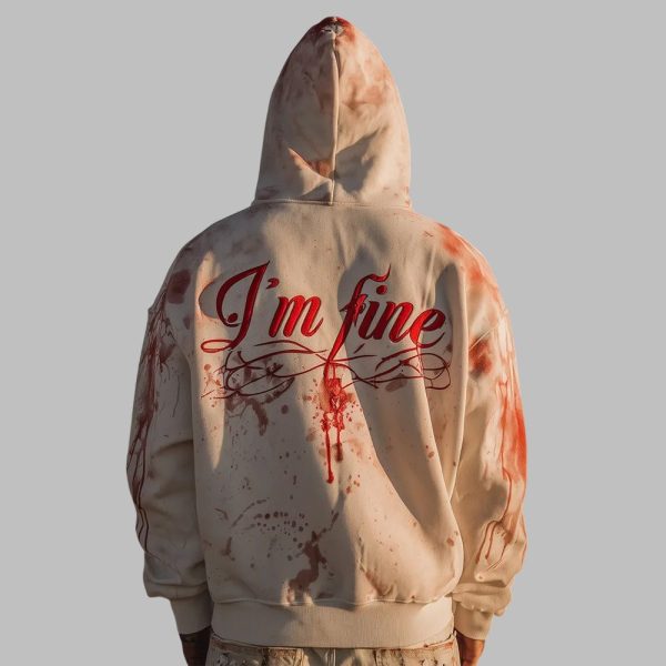 2025 Halloween I'm Fine Blood Art Print Hoodie