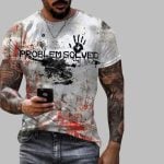 2025 Halloween Men's Blood-Printed Problem Solved T-Shirt