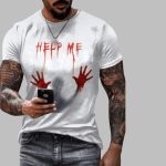 2025 Halloween Men's Casual Help Me Funny Blood T-Shirt