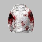 2025 Halloween Men's Halloween Blood Stain Printed Casual Hoodie