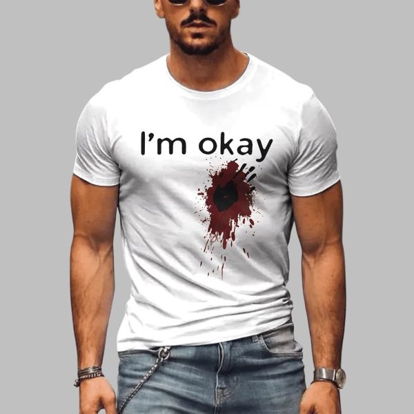 2025 Halloween Men's I'm Okay Printed T-Shirt