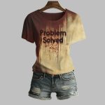 2025 Halloween Women's Bloody Problem Solved Print Crew Neck T-Shirt
