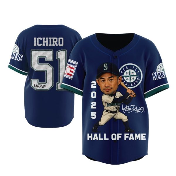 2025 Mariners Hall Of Fanme Suzuki Ichiro Jersey 1 2