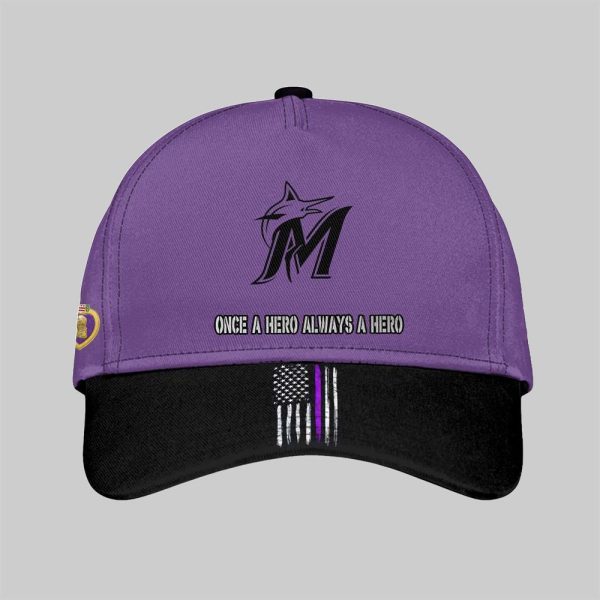 2025 Marlins National Purple Heart Day Hat