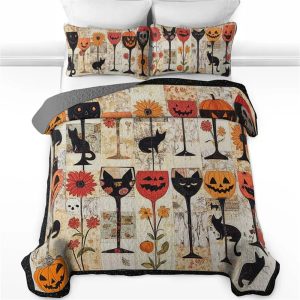 Halloween Wine Glasses All Season Bedding Set