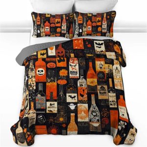 Halloween Wine Bottles All Season Bedding Set