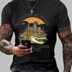 Alligator Alcatraz Everglades Florida 2025 Printed Short Sleeve Shirt 1