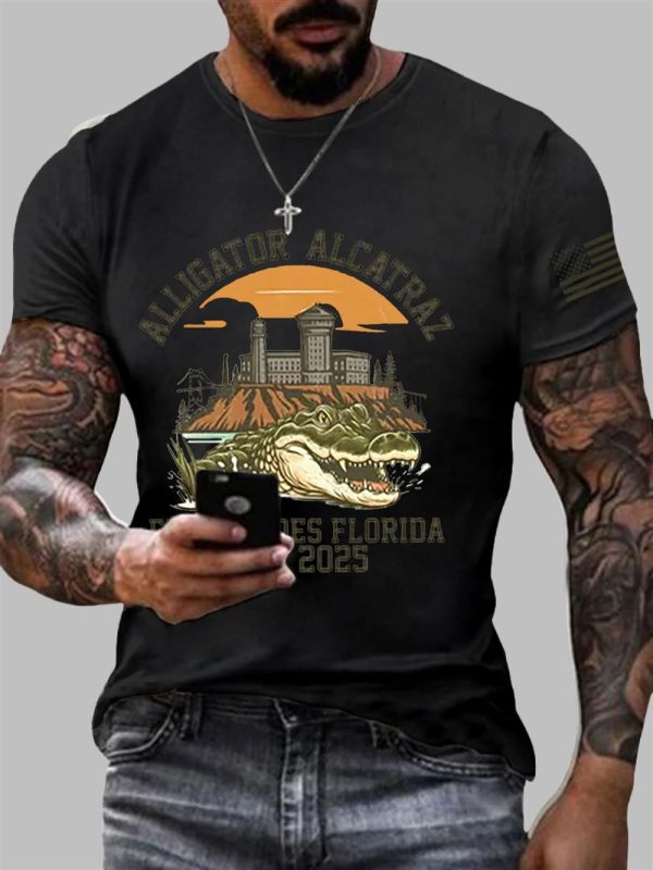 Alligator Alcatraz Everglades Florida 2025 Printed Short Sleeve Shirt 1