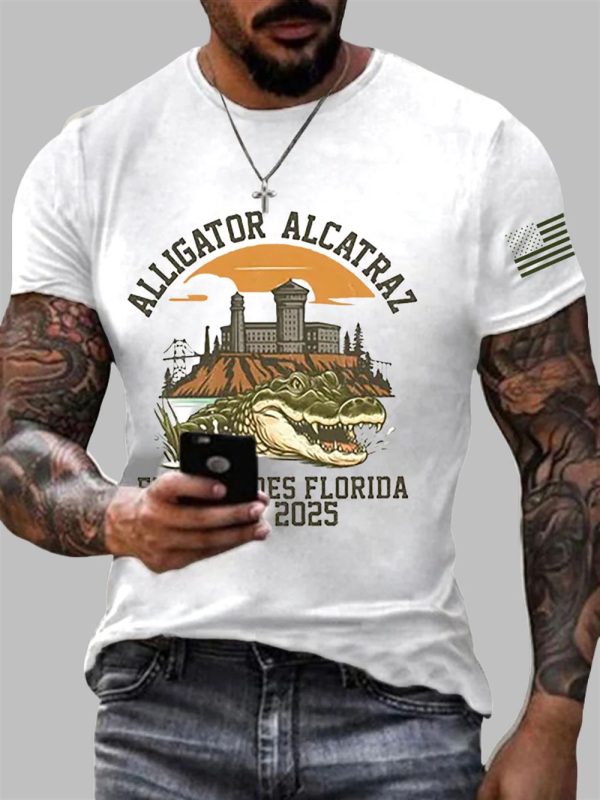 Alligator Alcatraz Everglades Florida 2025 Printed Short Sleeve Shirt 2
