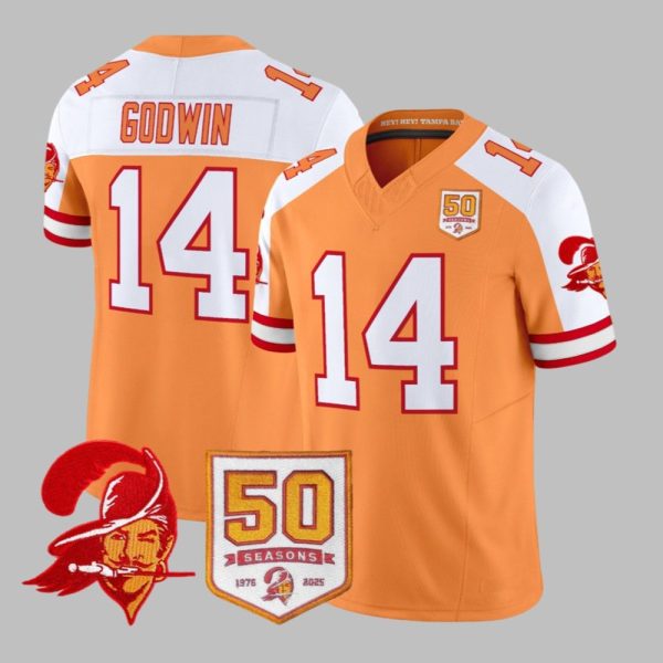 Bay Buccaneers Godwin Throwback 50th Season Patch Vapor Jersey 2025 1 1