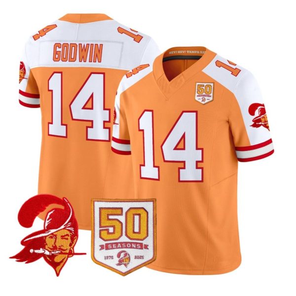 Bay Buccaneers Godwin Throwback 50th Season Patch Vapor Jersey 2025 1 2