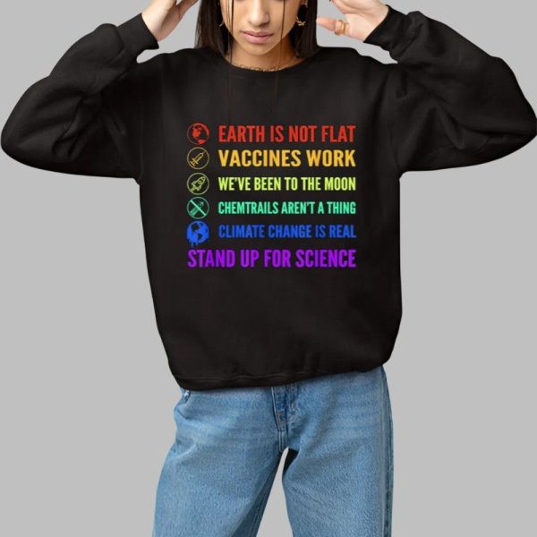 Earth is Not Flat Vaccines Work Moon Science Shirt 1 1