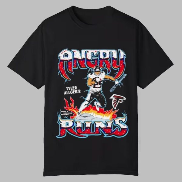 Fan Wearing Tyler Allgeier Angry Runs Falcons Shirt 0 0