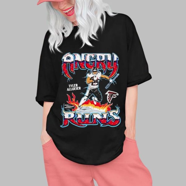 Fan Wearing Tyler Allgeier Angry Runs Falcons Shirt 0 1