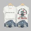 He's On The List Imagine All The People Living Life in Peace Print V Neck T-shirt