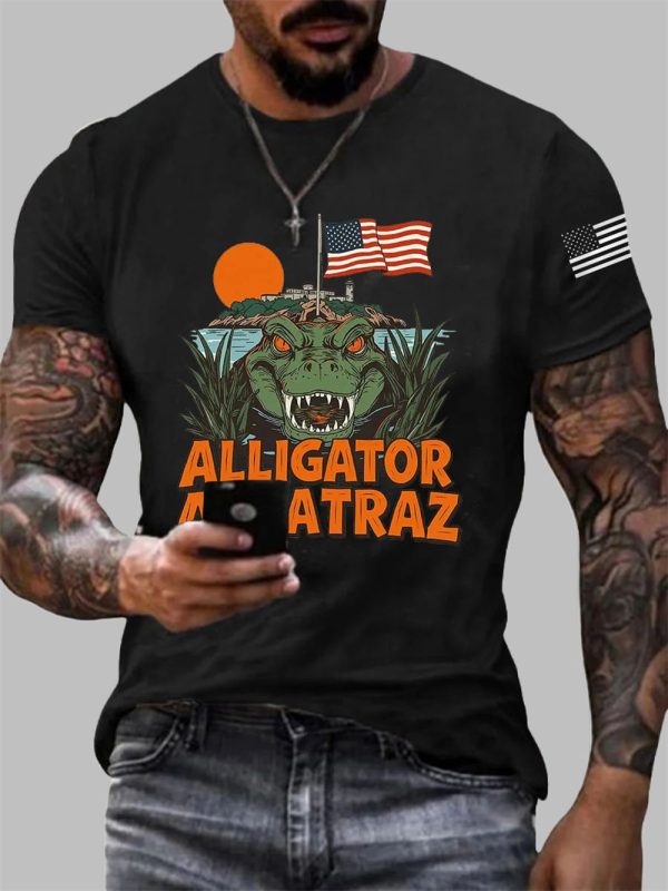 Mens Alligator Alcatraz Flag 2025 T shirt 2