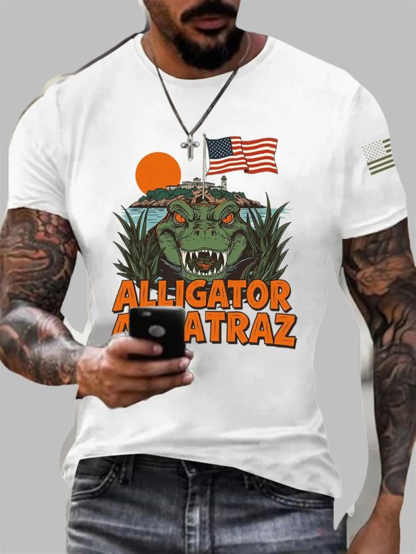 Mens Alligator Alcatraz Flag 2025 T shirt 3