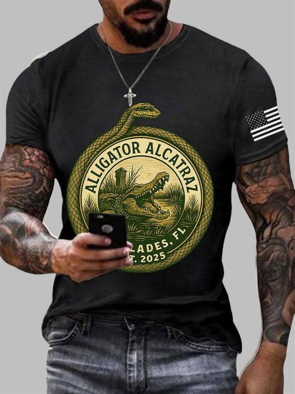 Mens Alligator Alcatraz Florida Everglades 2025 Tee 3