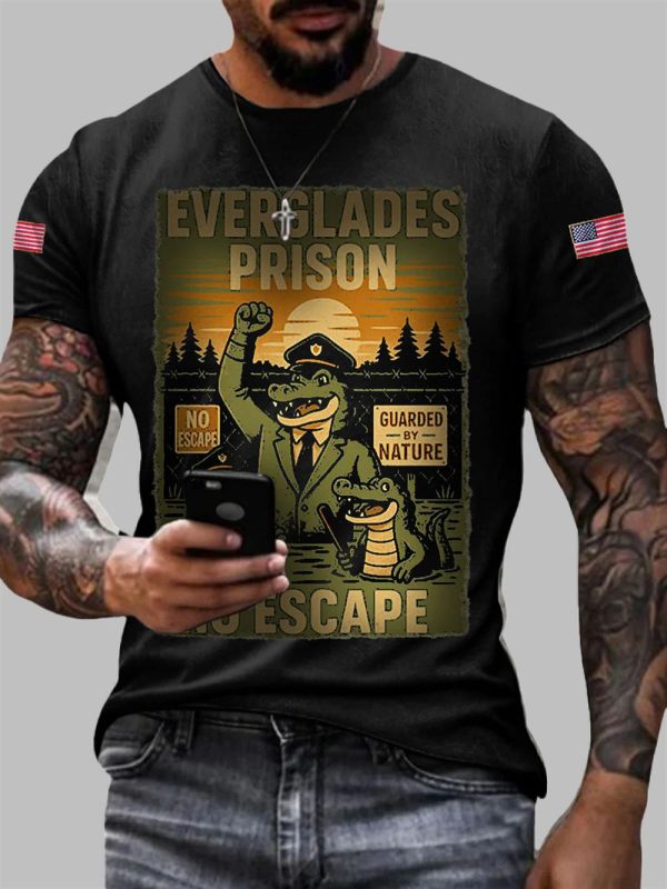 Men's Alligator Alcatraz Funny Florida Everglades Dark Humor T-shirt
