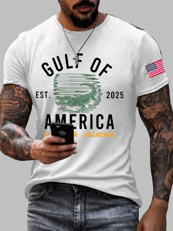 Men's Alligator Alcatraz Gulf of America Printed T-Shirt