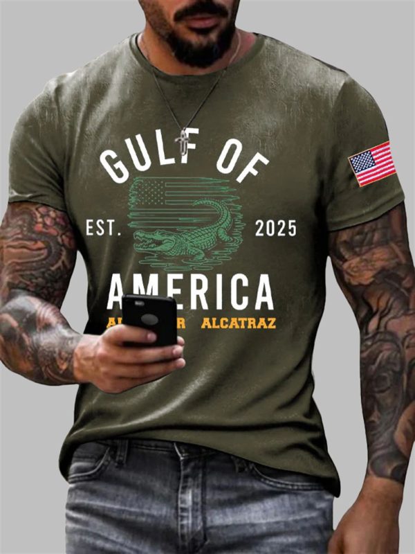 Mens Alligator Alcatraz Gulf of America Printed T Shirt 2