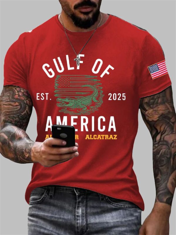 Mens Alligator Alcatraz Gulf of America Printed T Shirt 3