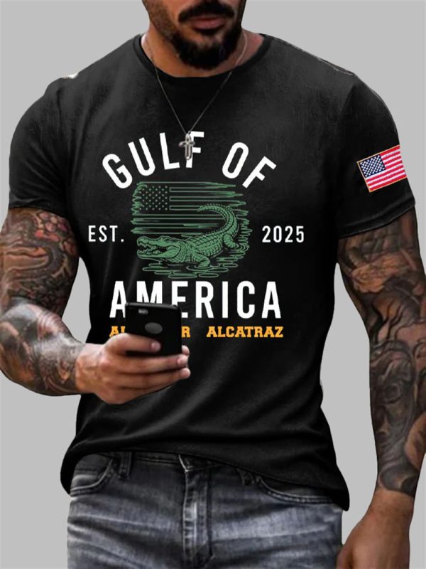 Mens Alligator Alcatraz Gulf of America Printed T Shirt 4