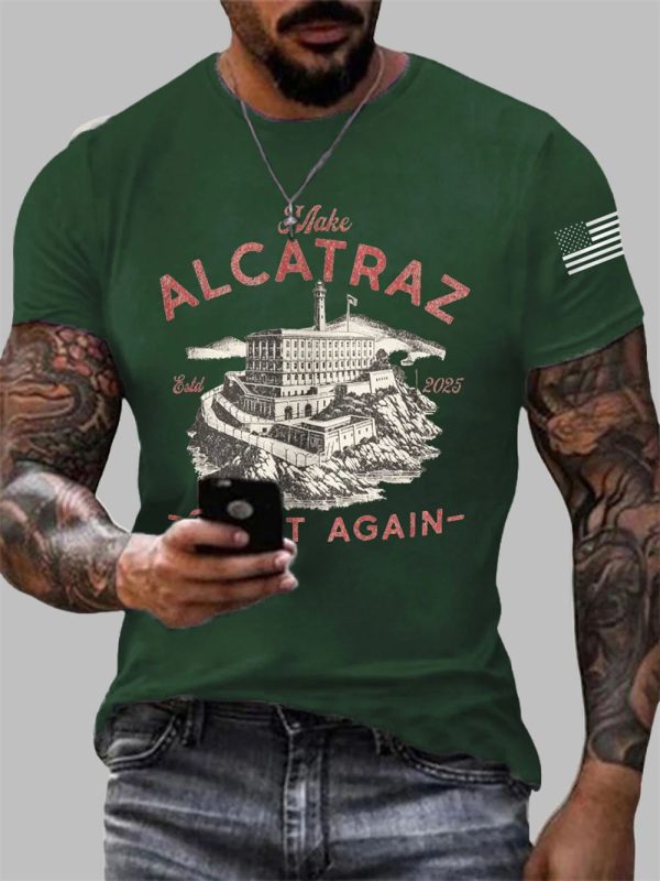Mens Make Alcatraz Great Again Florida Everglades Dark Humor Tee 3