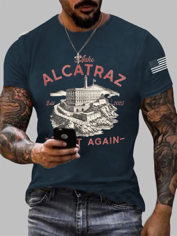 Mens Make Alcatraz Great Again Florida Everglades Dark Humor Tee 4