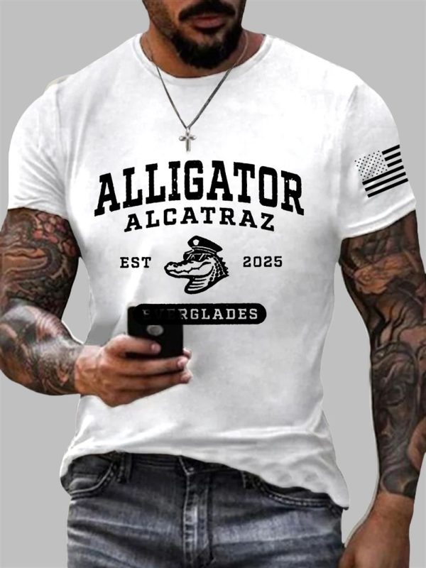 Mens Retro Alligator Alcatraz Florida Everglades EST 2025 Short Sleeve Tee 2