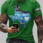 Men's Retro Texas Strong The Stars At Night Are Big And Bright Deep In The Heart Of Texas Print T-Shirt