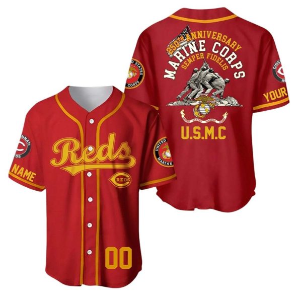 Reds 250th Birthday of the US Marine Corps Jersey 1 2