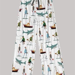 Shark Contrast Wide Leg Pants 1