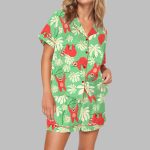 Sloth Floral Pajama Set For Women