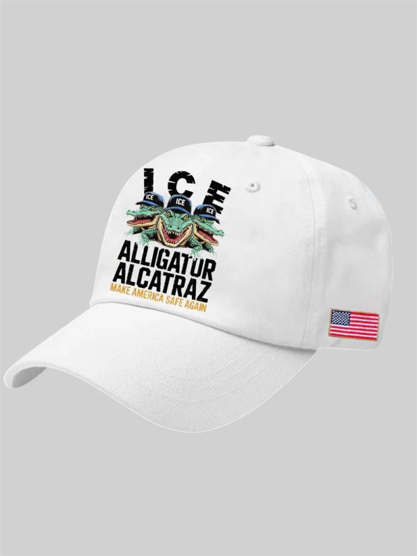 Unisex ICE Alligator Alcatraz Make America Safe Again Print Hat 1