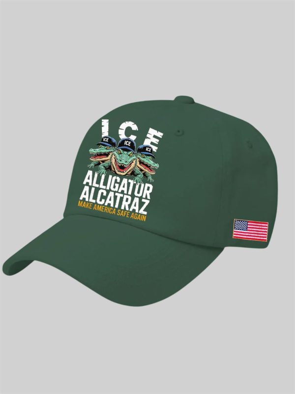 Unisex ICE Alligator Alcatraz Make America Safe Again Print Hat 2