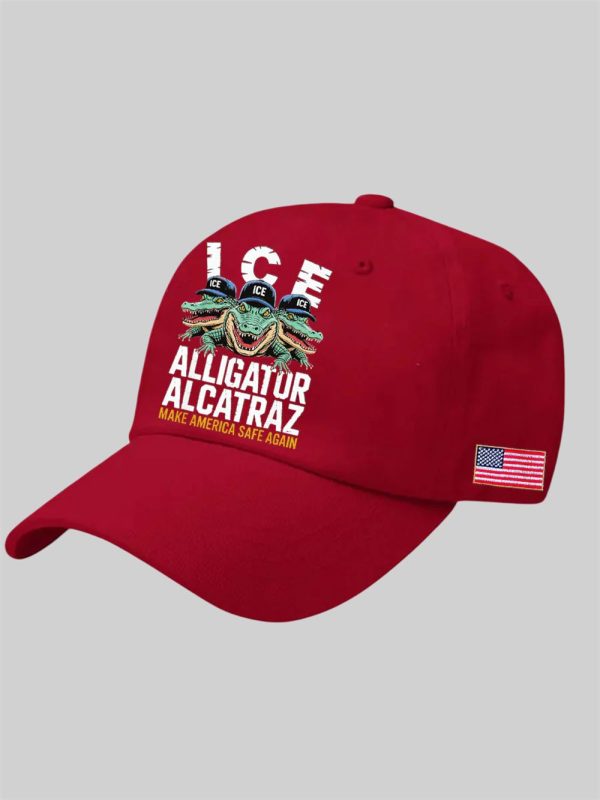 Unisex ICE Alligator Alcatraz Make America Safe Again Print Hat 4