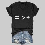 Women's Black History Equality Is Geater Than Division Print V-Neck T-Shirt