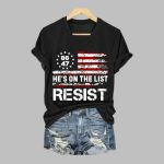 Women's He's On The List Print V Neck T-shirt