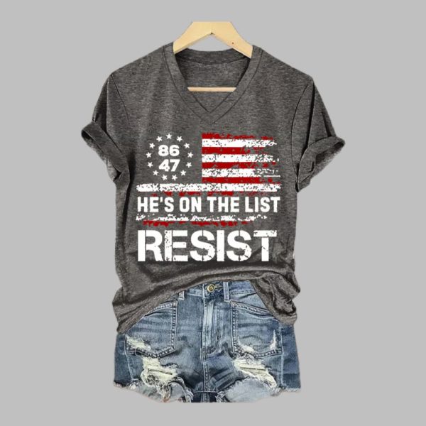 Womens Hes On The List Print V Neck T shirt 2