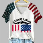 Women's Operation Midnight Hammer V-neck Off-shoulder Short-sleeved T-shirt