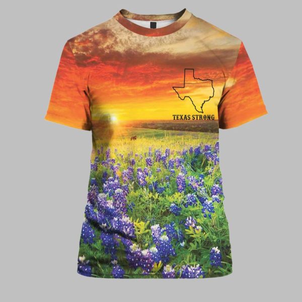 Womens Retro Texas Strong Bluebonnet Print T Shirt 1