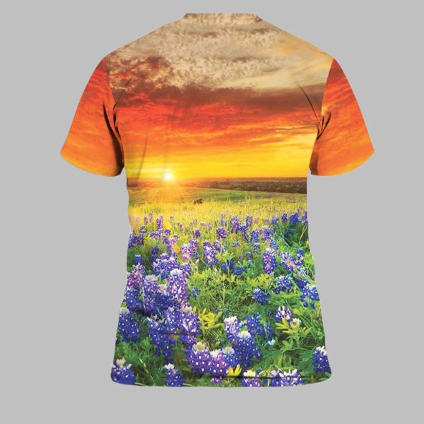 Womens Retro Texas Strong Bluebonnet Print T Shirt 2