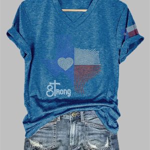 Women's Retro Texas Strong Print T-Shirt