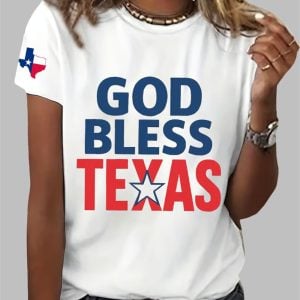 Women's Texas Flood God Bless Texas Print Casual T-Shirt