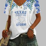 Women's Texas Is Stronger Than The Storm Printed Casual T-shirt