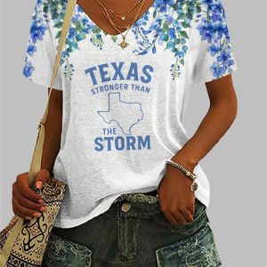 Women's Texas Is Stronger Than The Storm Printed Casual T-shirt